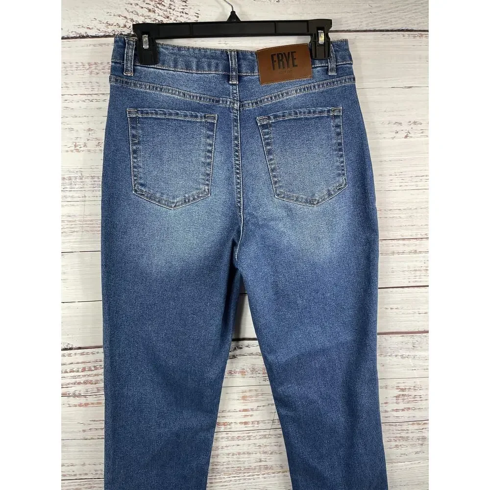 Frye Jeans Womens 4/27 Blue High Rise Slim Straight Stretch Denim Pants - Picture 9 of 12